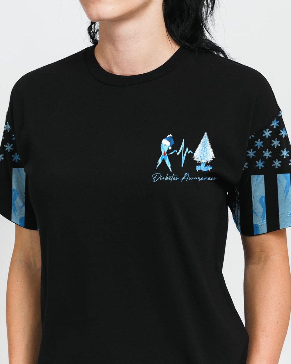 Fight Christmas Flag Women's Diabetes Awareness Tshirt