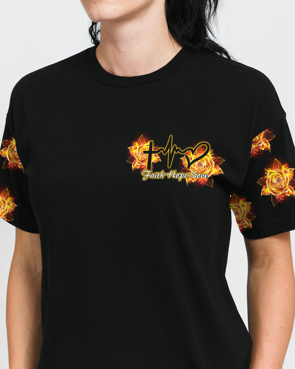 Way Maker Miracle Worker Gold Rose Cross Women's Christian Tshirt