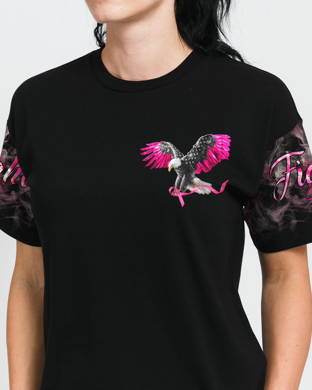 Be Stronger Than The Storm Eagle Pink Smoke Women's Breast Cancer Awareness Tshirt