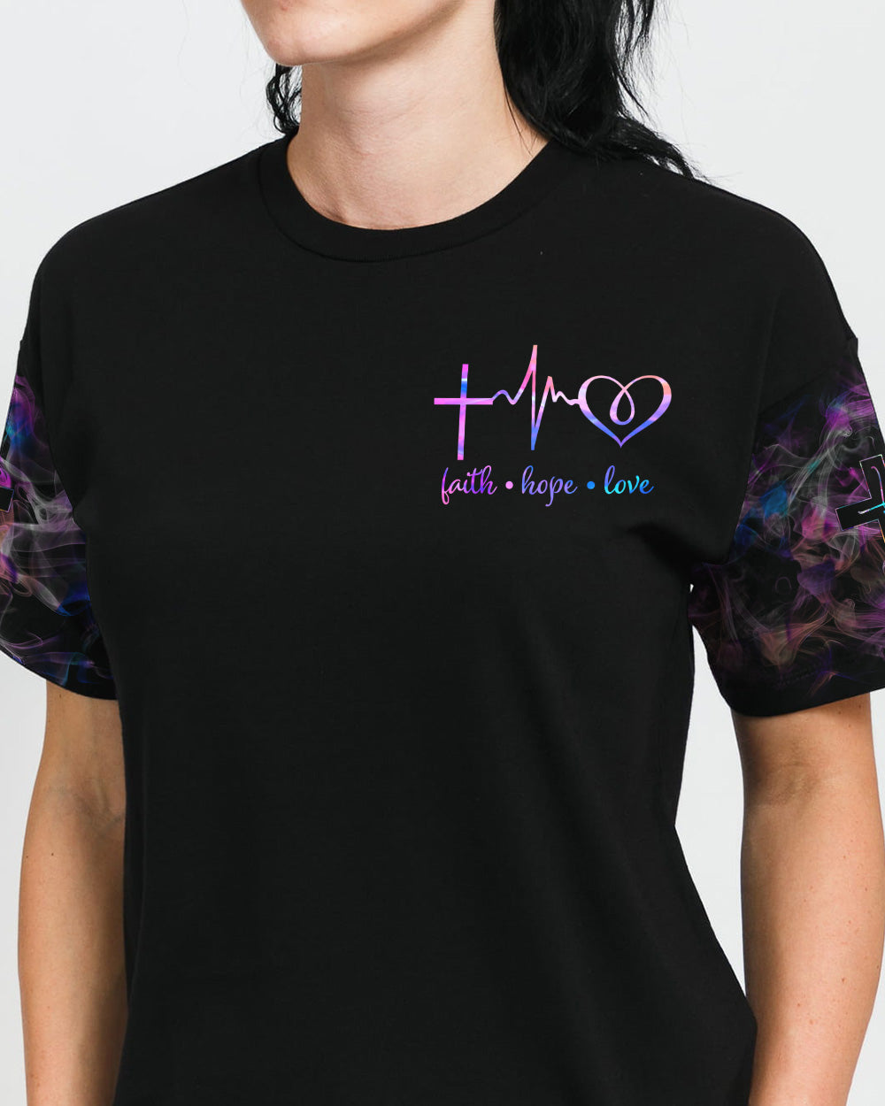 Fire Heart Cross Butterfly Women's Christian Tshirt