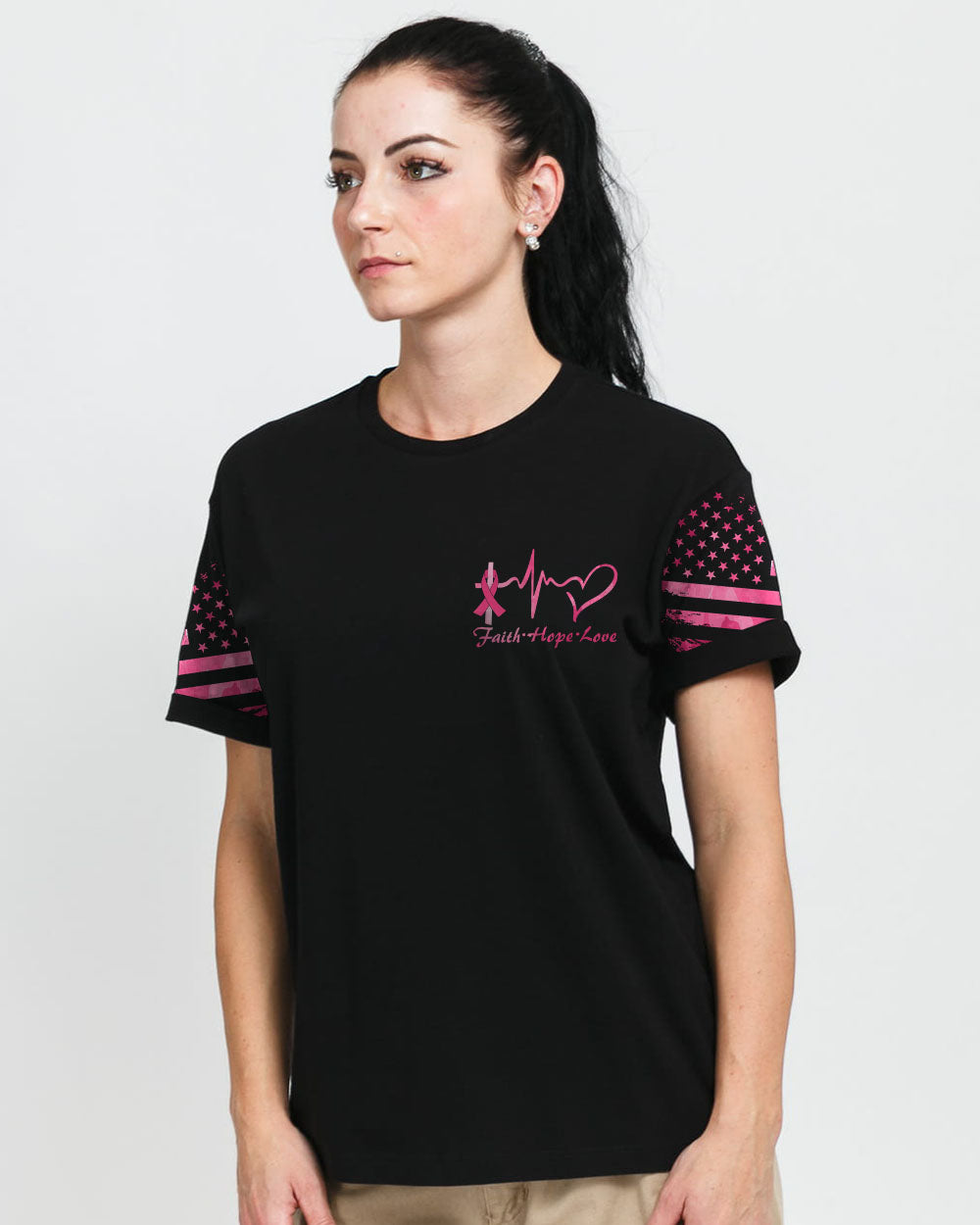 They Whispered To Her You Cannot Withstand The Storm Women's Breast Cancer Awareness Tshirt