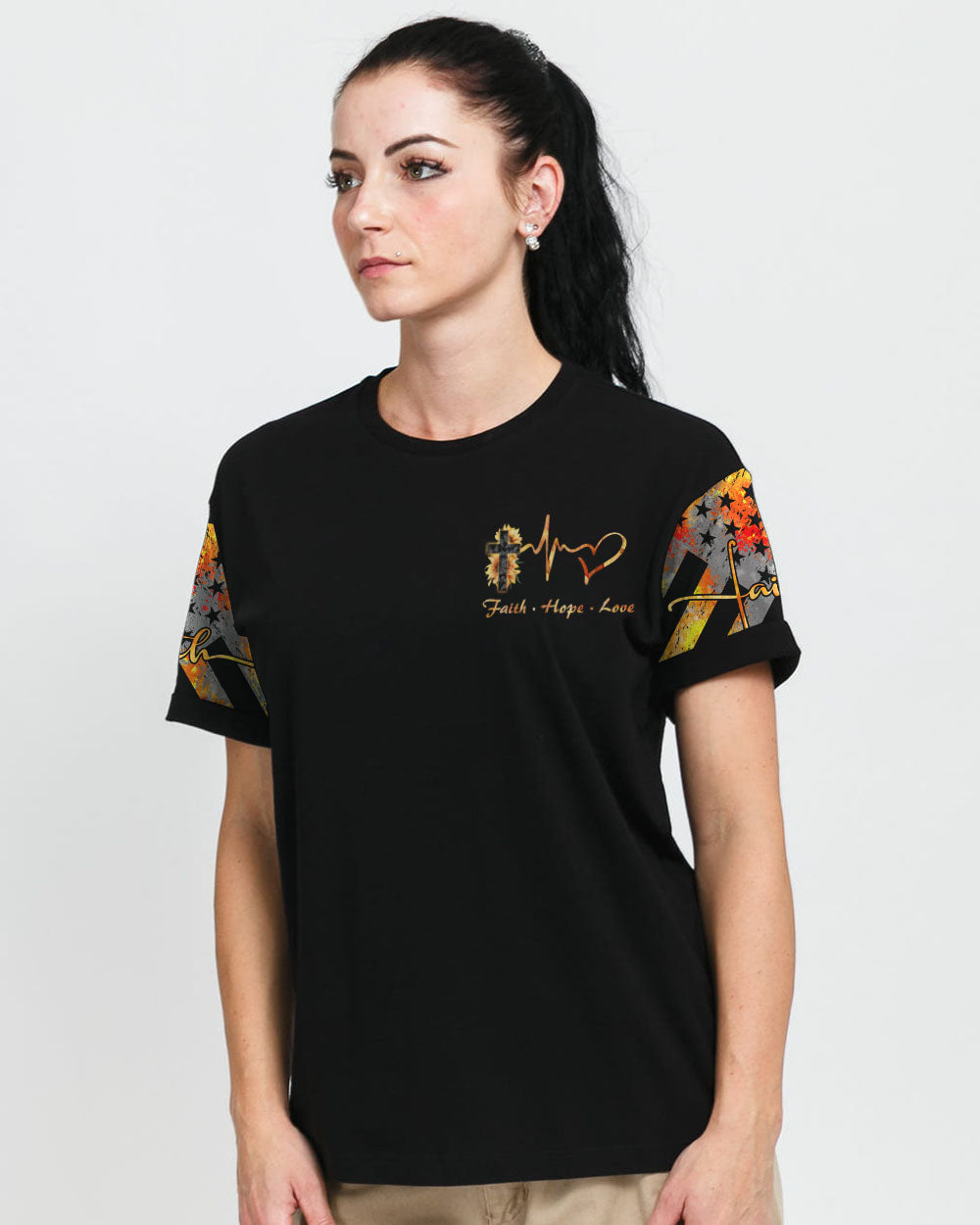 Faith Sunflower Wings Watercolor Women's Christian Tshirt