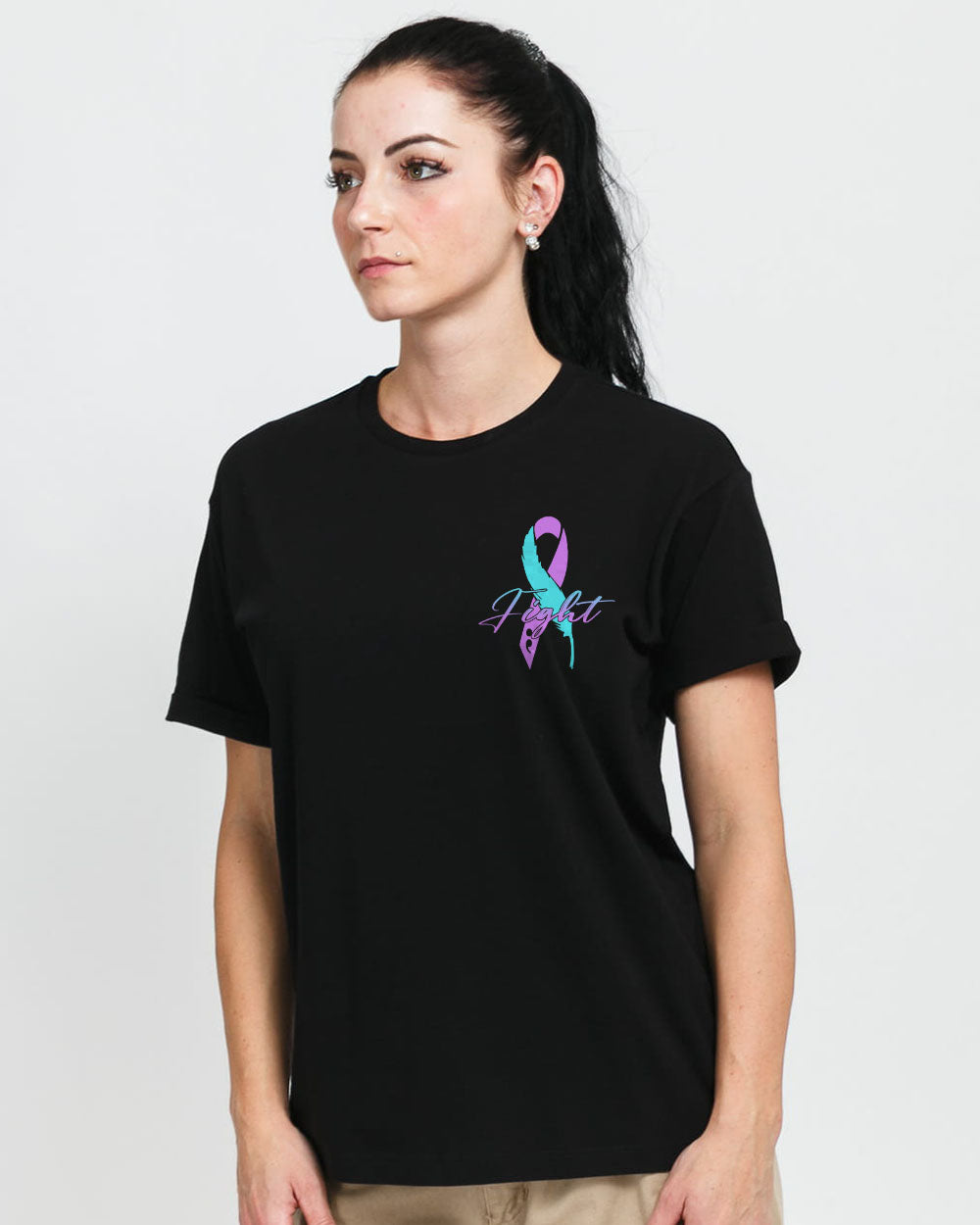 Colorful Ribbon Half Flower Smoke Women's Suicide Prevention Awareness Tshirt