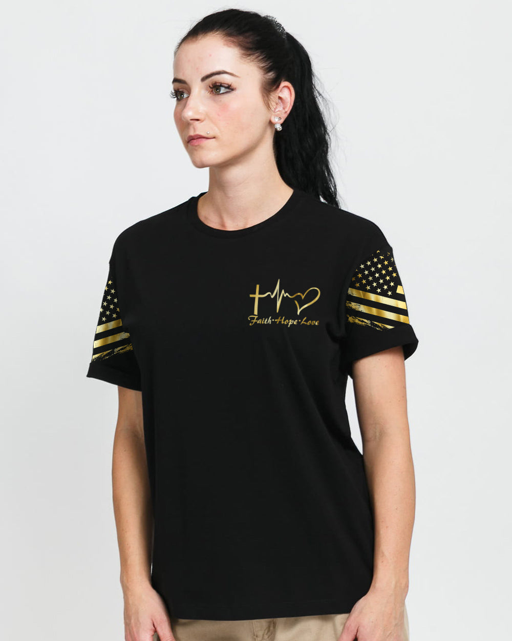 Faith Wings Jesus Gold Women's Christian Tshirt