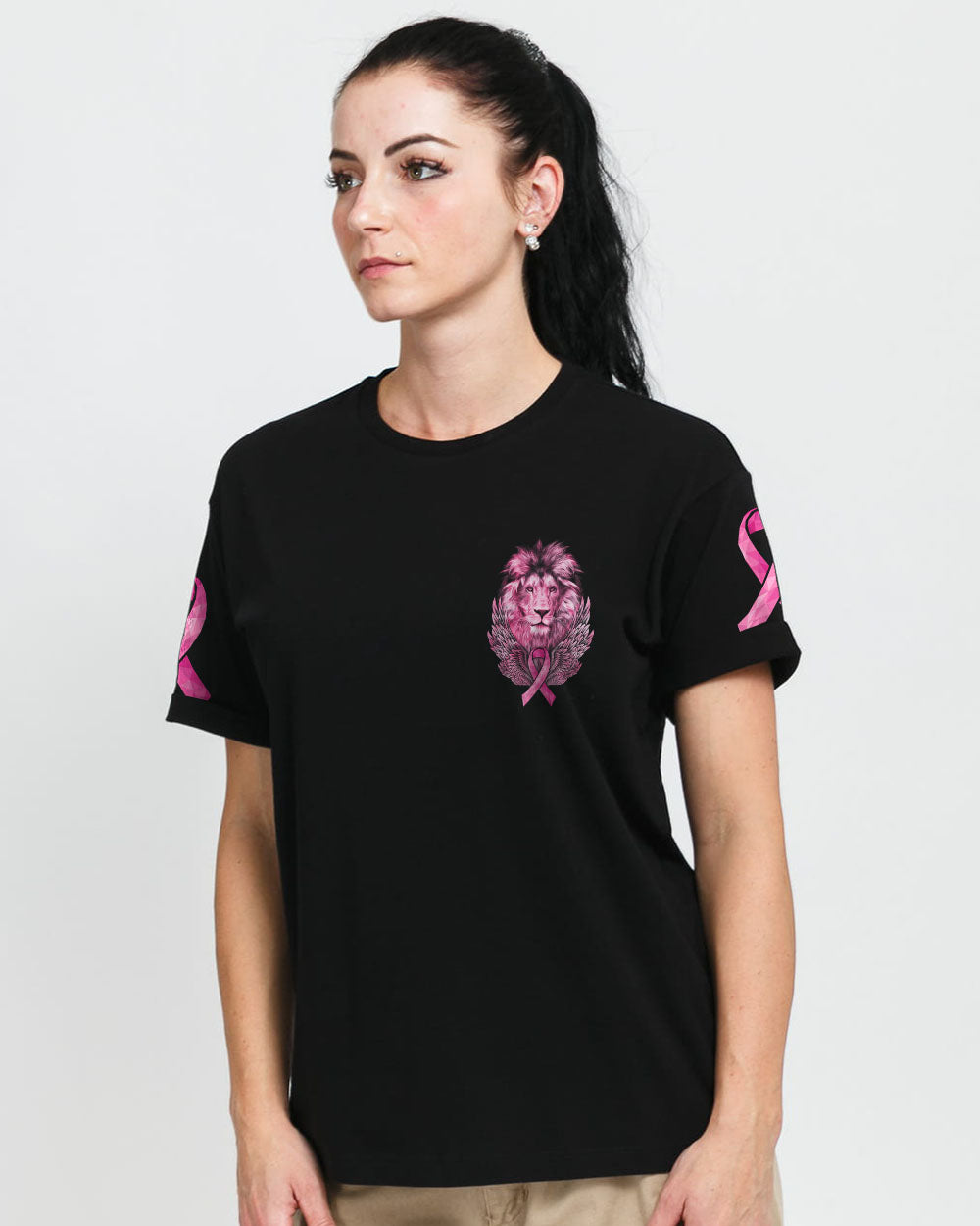 Don't Judge Lion Wings Pink Ribbon Women's Breast Cancer Awareness Tshirt