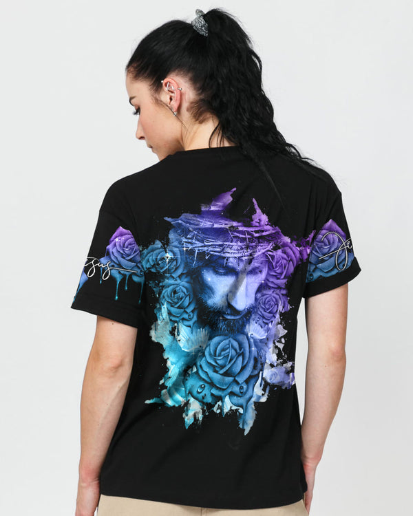 Watercolor Jesus Rose Women's Christian Tshirt