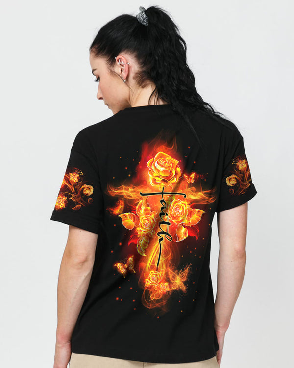 Faith Fire Rose Women's Christian Tshirt