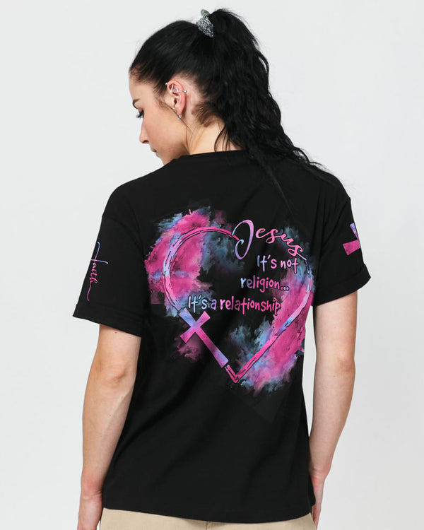 Jesus It's Not Religion Heart Watercolor Women's Christian Tshirt