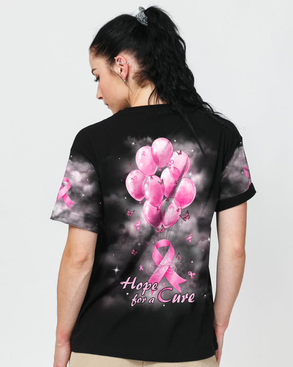 Pink Balloon Ribbon Butterfly Women's Breast Cancer Awareness Tshirt
