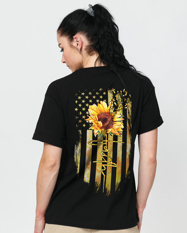 Faith Sunflower Flag Women's Christian Tshirt