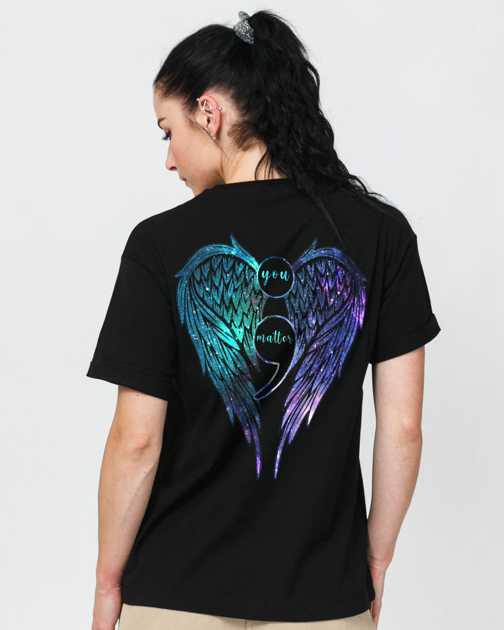 Galaxy You Matter Wings Women's Suicide Prevention Awareness Tshirt