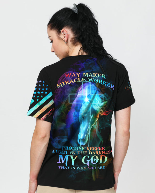 Way Maker Miracle Worker Horse Cross Colorful Women's Christian Tshirt