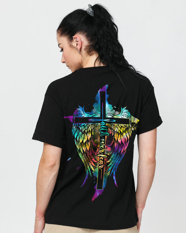 Faith Over Fear Wings Colorful Women's Christian Tshirt