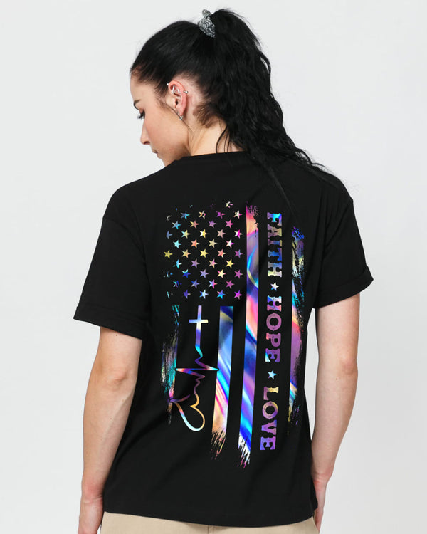 Faith Hope Love Colorful Flag Women's Christian Tshirt