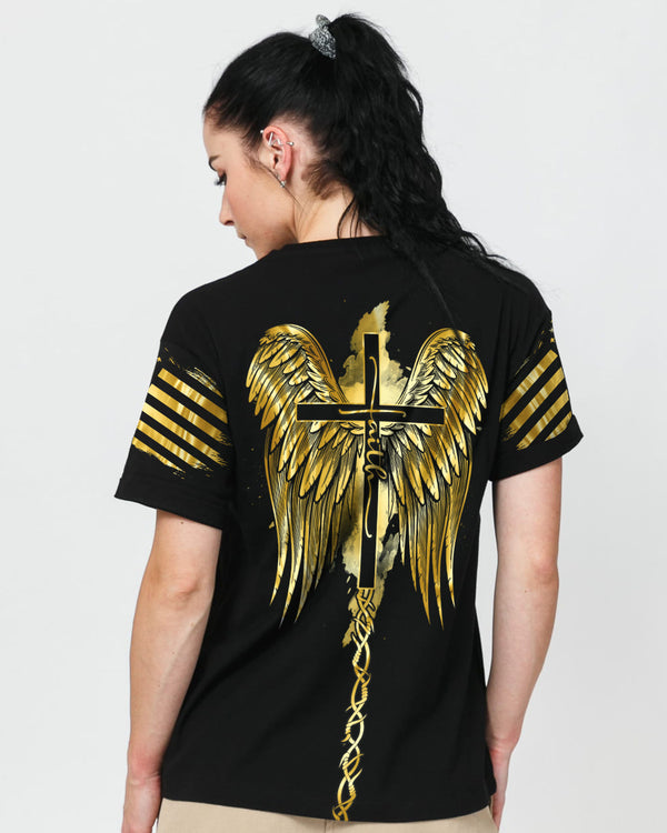 Faith Wings Jesus Gold Women's Christian Tshirt