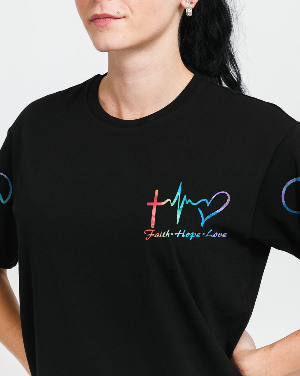 Jesus Lion Cross Colorful Watercolor Women's Christian Tshirt