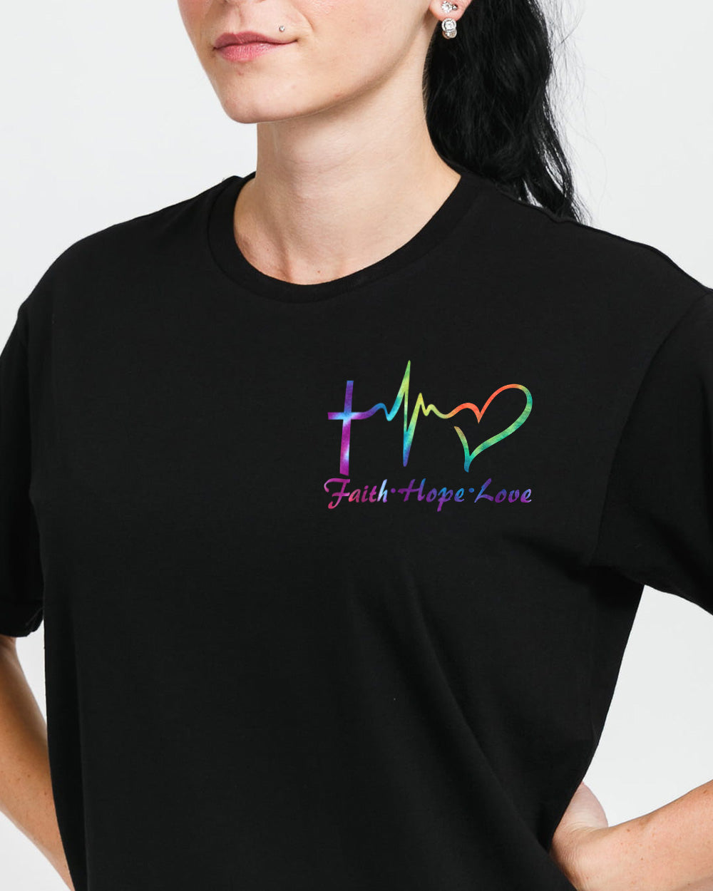 Faith Over Fear Wings Colorful Women's Christian Tshirt