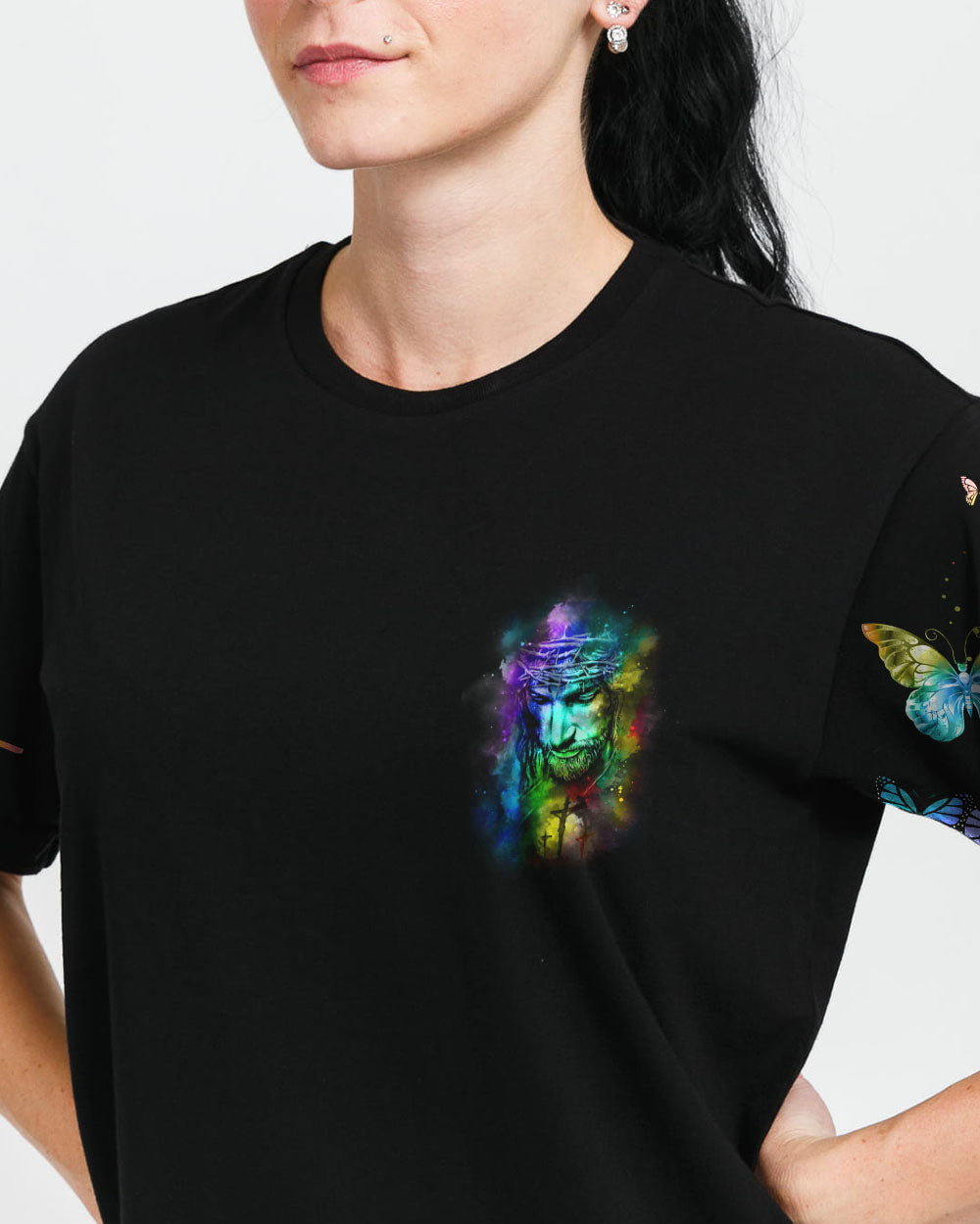 I Can Only Imagine Colorful Jesus Painting Women's Christian Tshirt