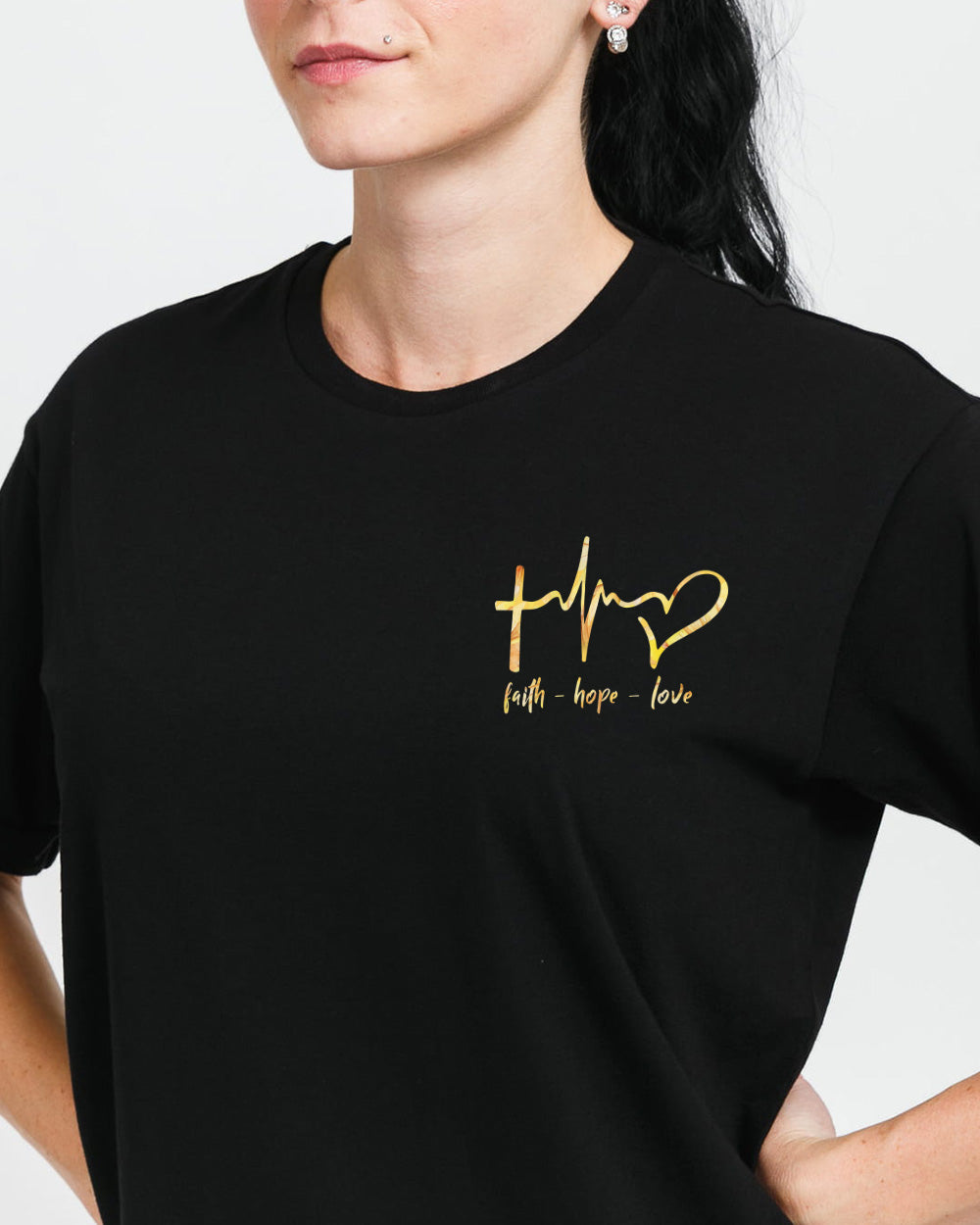 Cross Faith Sunflower Flag Women's Christian Tshirt
