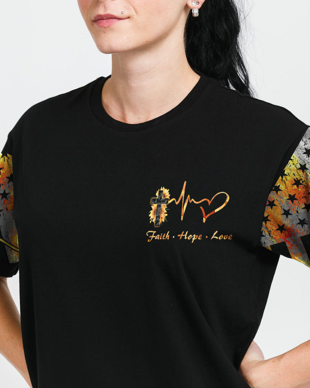 Faith Sunflower Wings Watercolor Women's Christian Tshirt