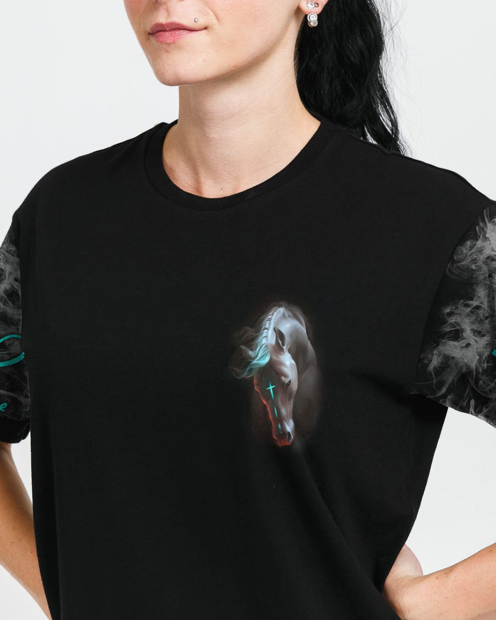 I Come From The Nation Under God Horse Flag Smoke Women's Christian Tshirt