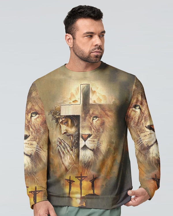 Faith Lion Jesus Cross Men's Christian Sweatshirt