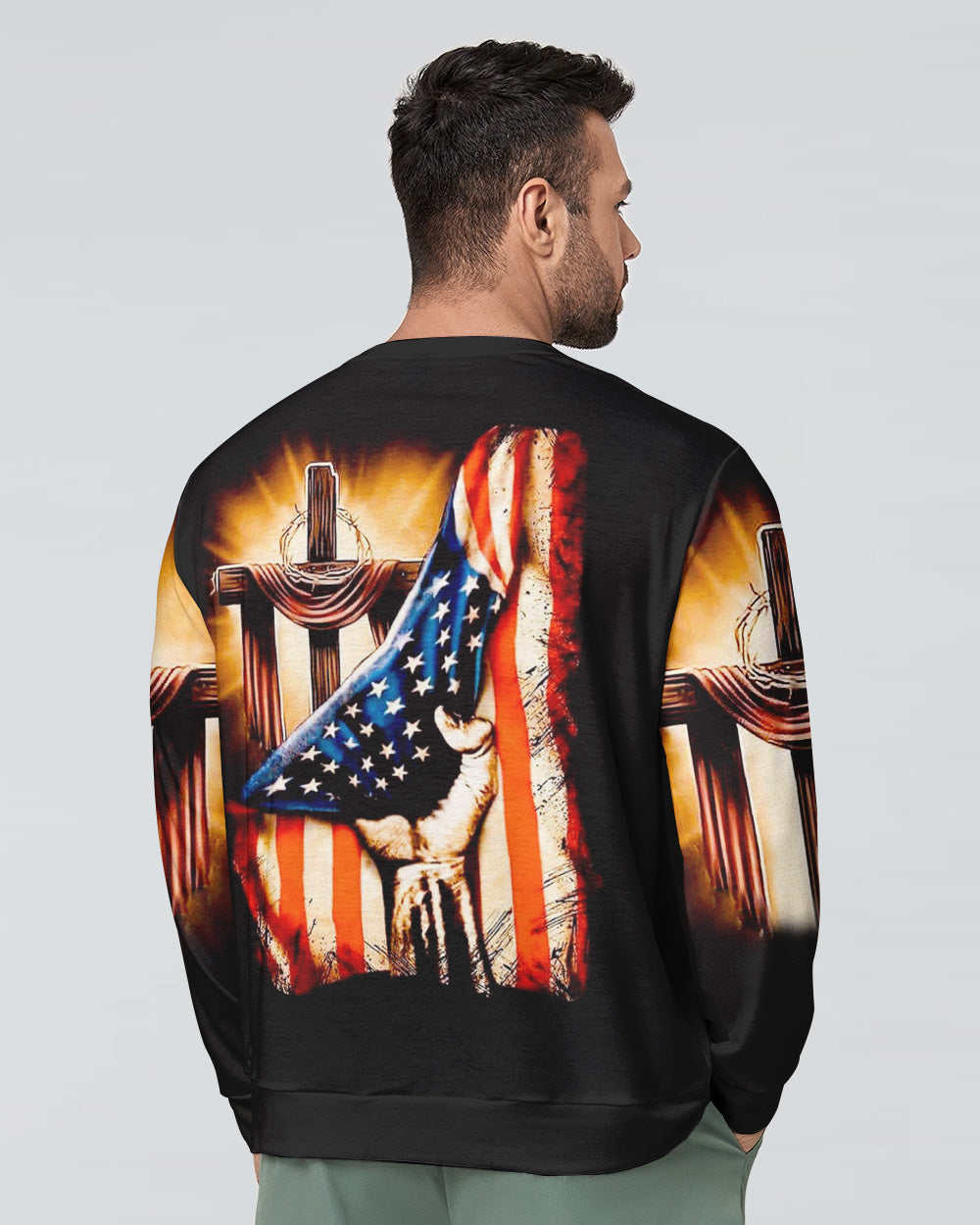 Hand Pull Vintage Cross Light Men's Christian Sweatshirt