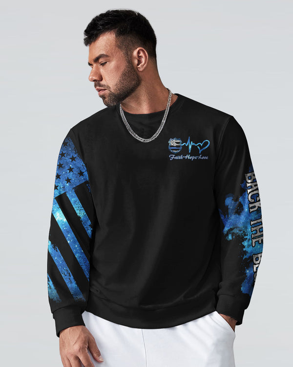 Faith Police Cross Wing Watercolor Men's Christian Sweatshirt