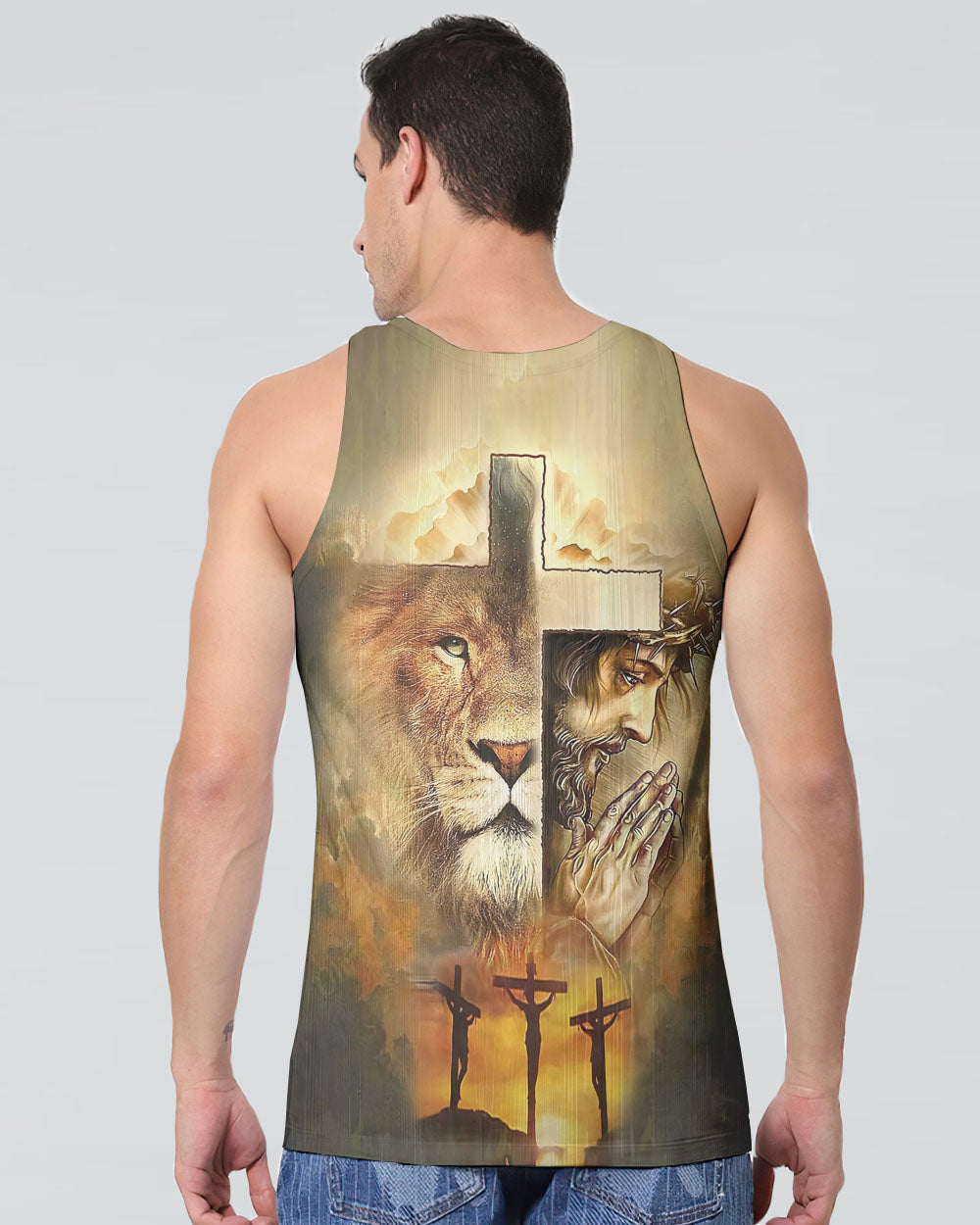 Faith Lion Jesus Cross Men's Christian Tanks