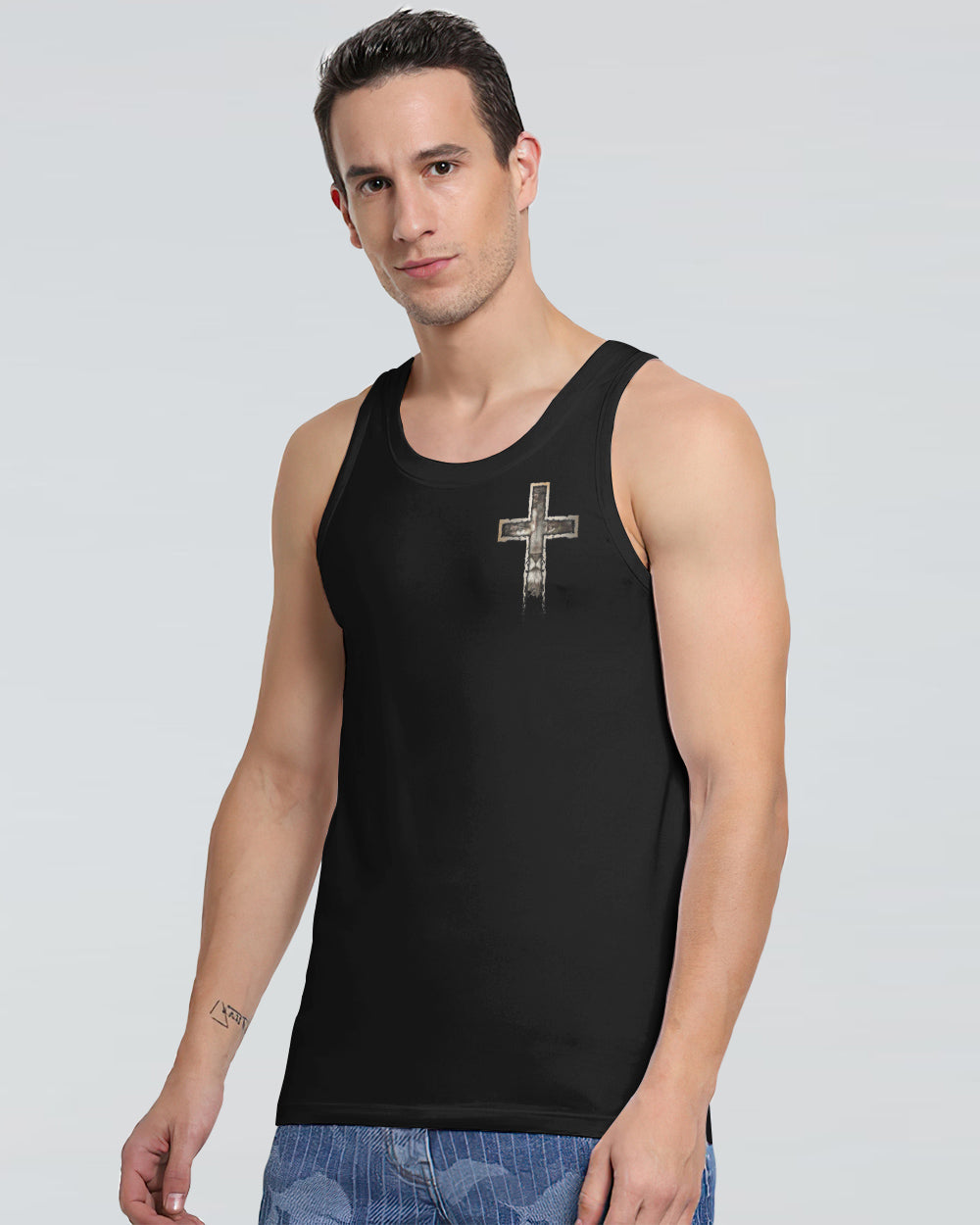 Jesus Lion Half Face Men's Christian Tanks