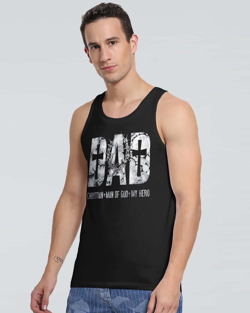 Dad Christian Man Of God My Hero Men's Christian Tanks