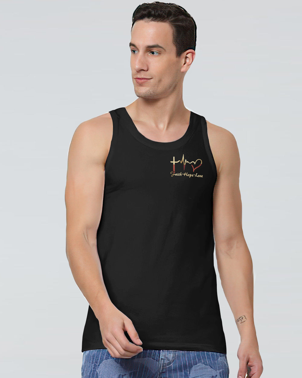 Let Your Faith Be Bigger Than Your Fear Wings Warrior Men's Christian Tanks