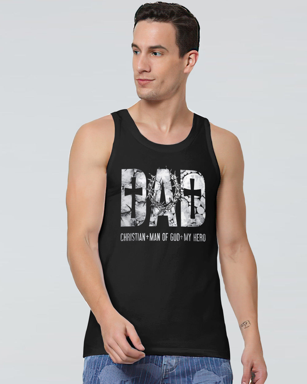 Dad Christian Man Of God My Hero Men's Christian Tanks