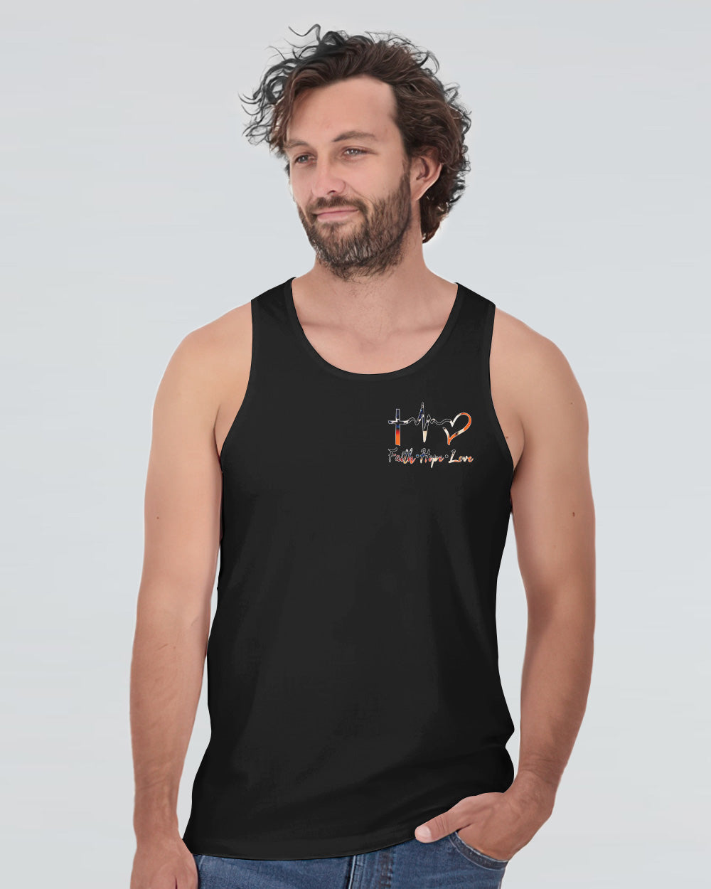 Hand Pull Vintage Cross Light Men's Christian Tanks