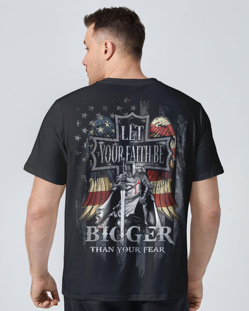 Let Your Faith Be Bigger Than Your Fear Wings Warrior Men's Christian Tshirt