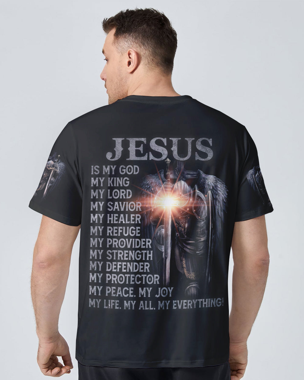 Jesus Is My God My King My Lord Warrior Men's Christian Tshirt