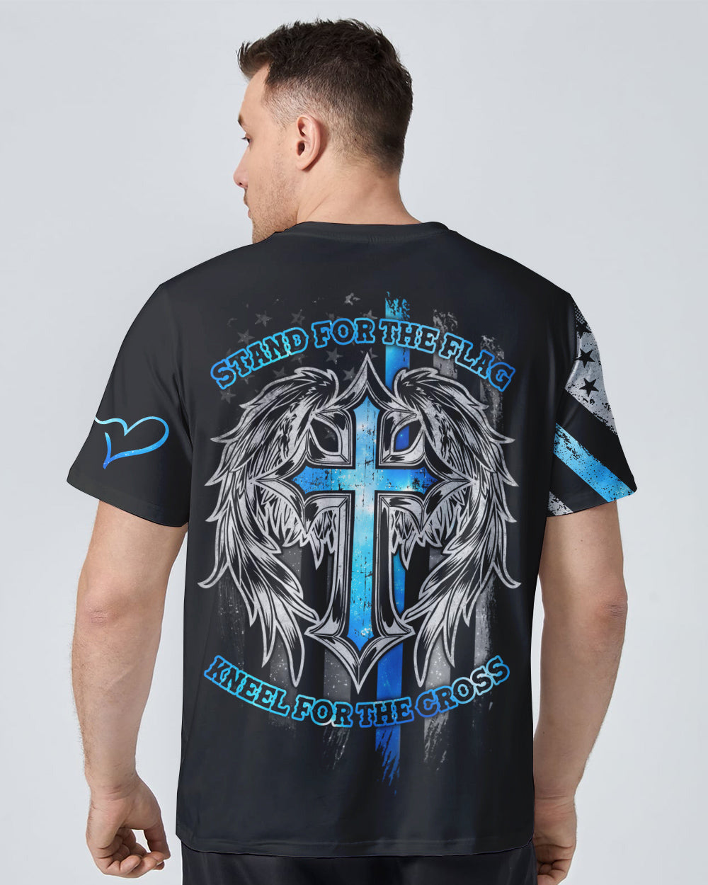 Stand For The Flag Kneel For The Cross Wings Men's Christian Tshirt
