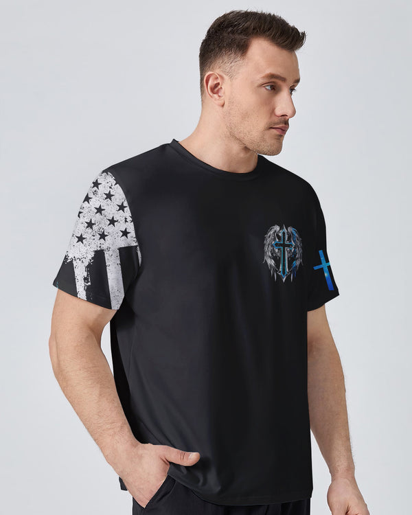 Stand For The Flag Kneel For The Cross Wings Men's Christian Tshirt