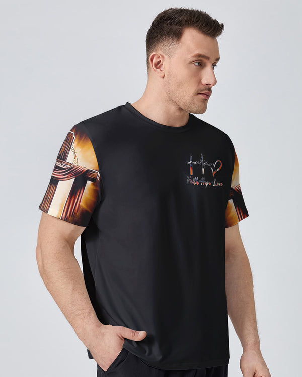 Hand Pull Vintage Cross Light Men's Christian Tshirt
