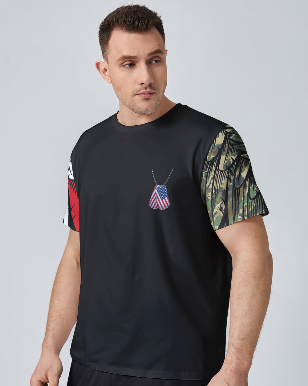 Wings Veteran American Flag Cross Smoke Men's Christian Tshirt