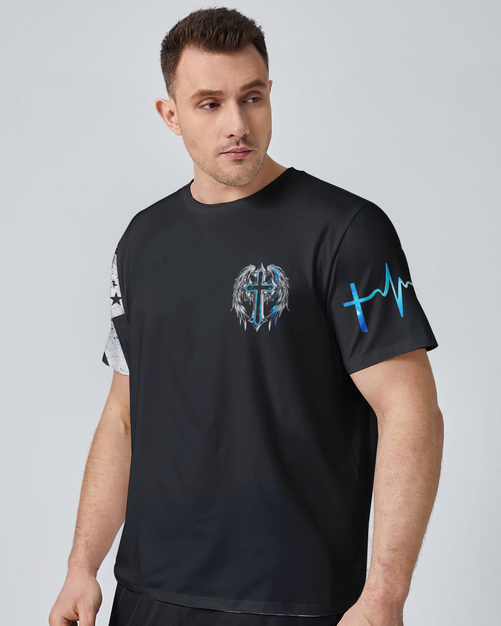 Stand For The Flag Kneel For The Cross Wings Men's Christian Tshirt