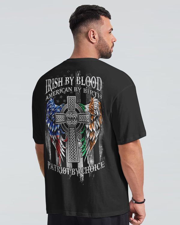 Irish By Blood American By Birth Wings Flag Men's Christian Tshirt