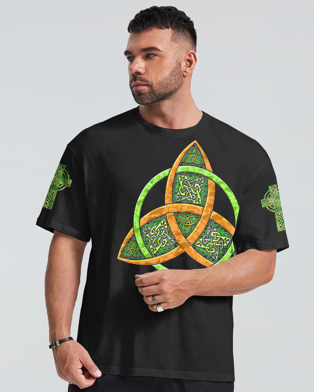 Celtic Cross Irish Wings Men's Christian Tshirt