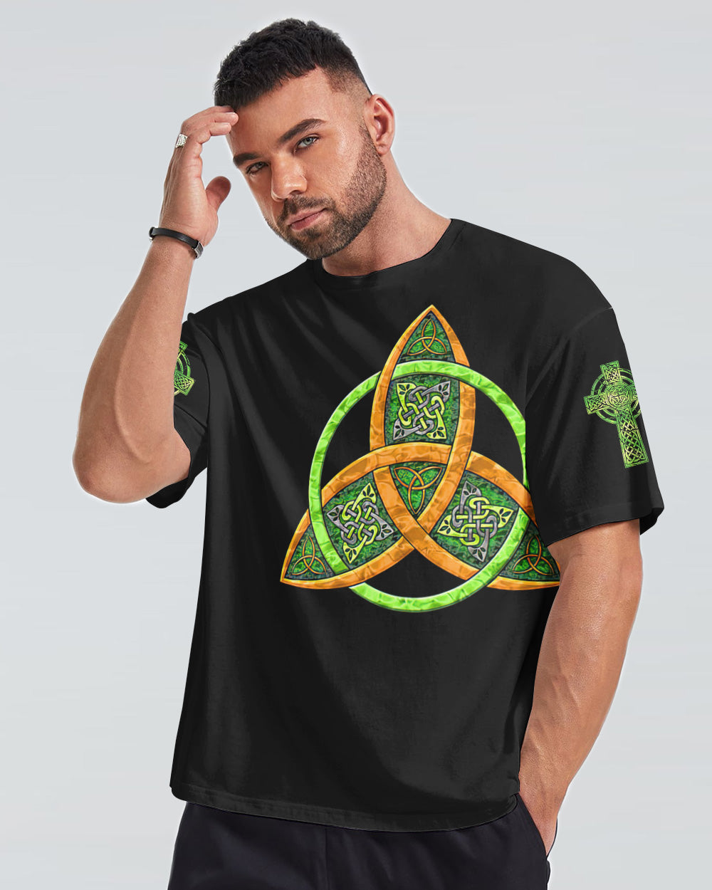 Celtic Cross Irish Wings Men's Christian Tshirt