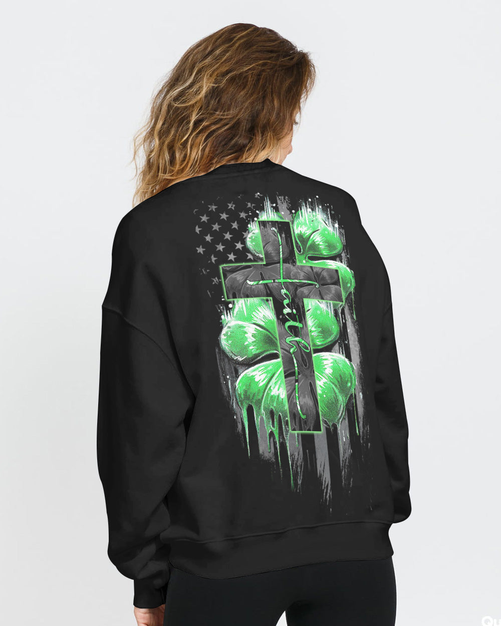 Faith Cross Clover Melt Women's Christian Sweatshirt