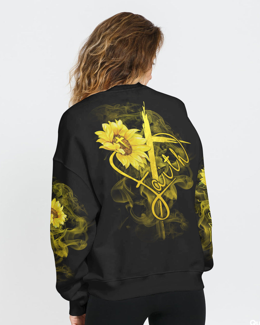 Sunflower Heart Cross Smoke Women's Christian Sweatshirt