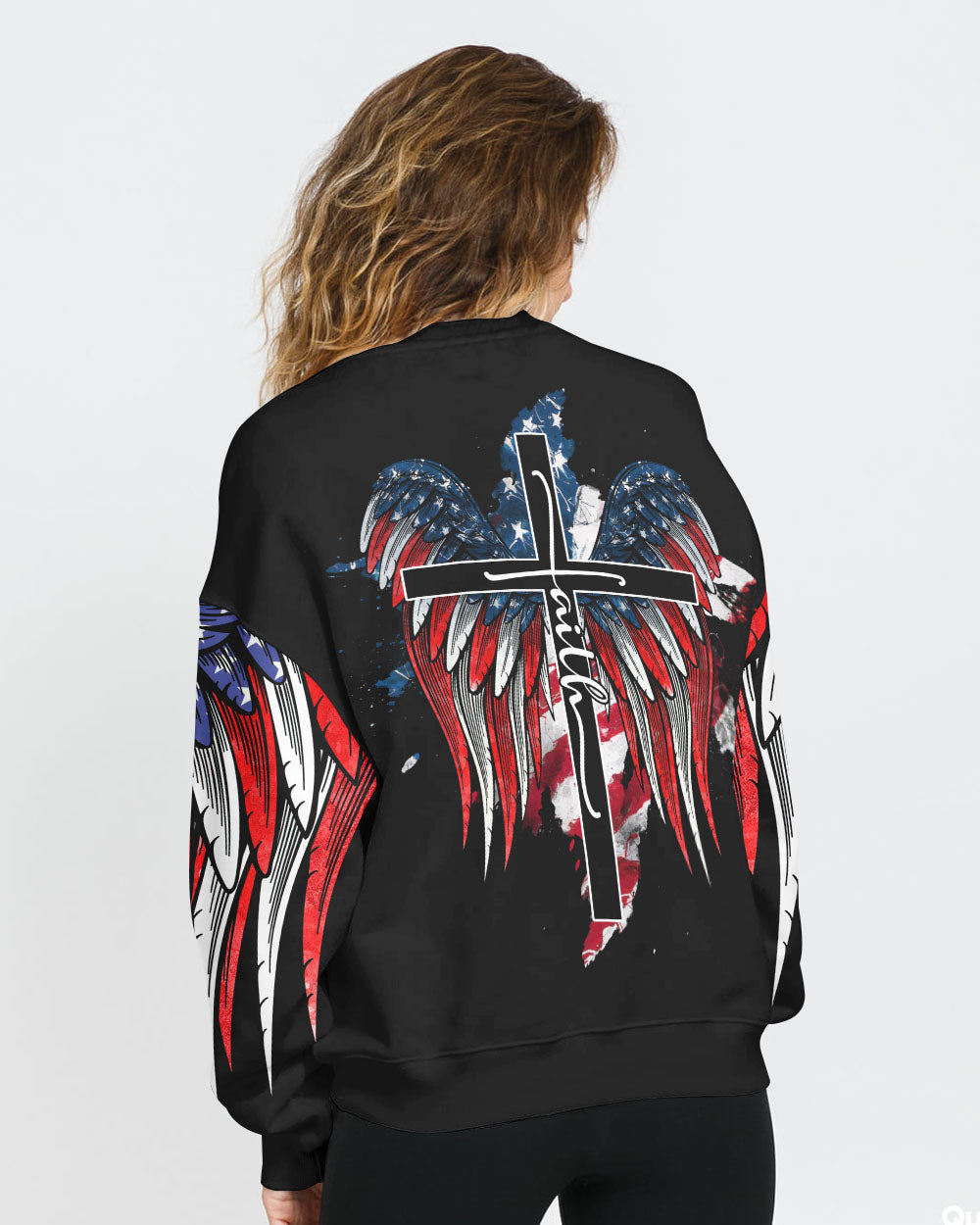 Faith American Flag Wings Women's Christian Sweatshirt