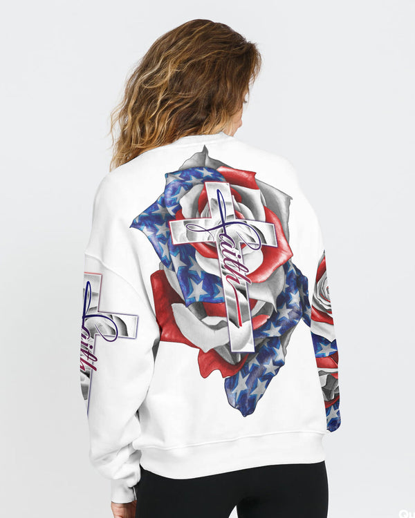 America Rose Faith Cross Women's Christian Sweatshirt