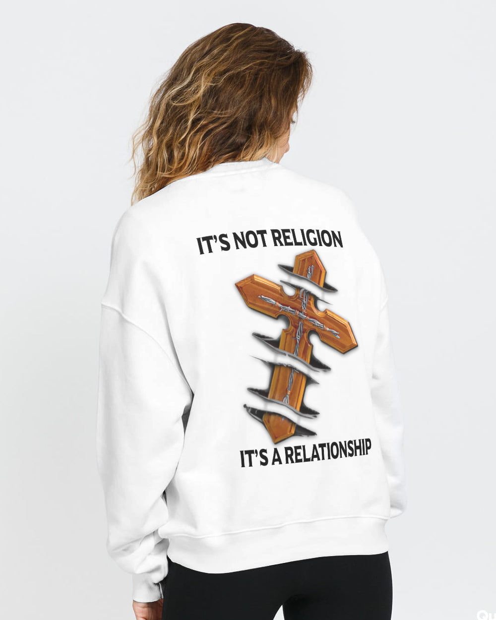 It's Not A Religion It's A Relationship Cross Women's Christian Sweatshirt