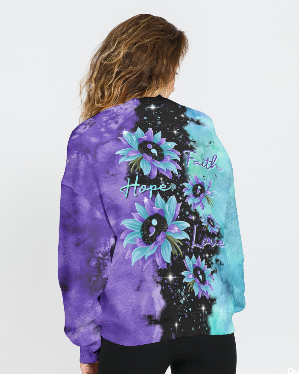 Faith Hope Love Sunflower Galaxy Women's Christian Sweatshirt